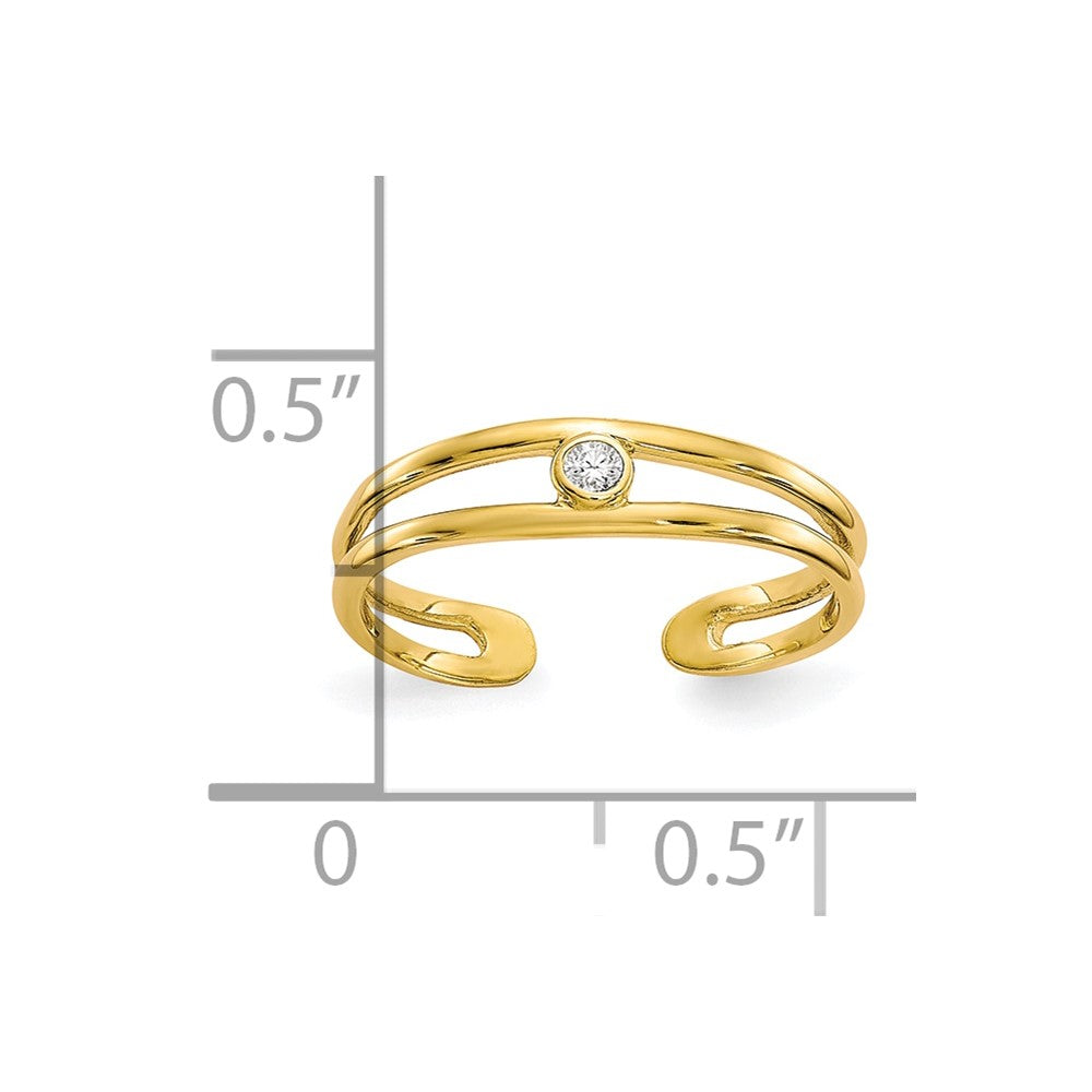 10k Bezel-set Clear CZ Toe Ring