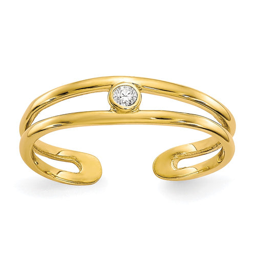 10k Bezel-set Clear CZ Toe Ring