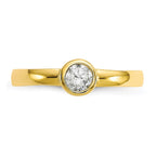 10k Bezel-set 3mm Round Clear CZ Toe Ring