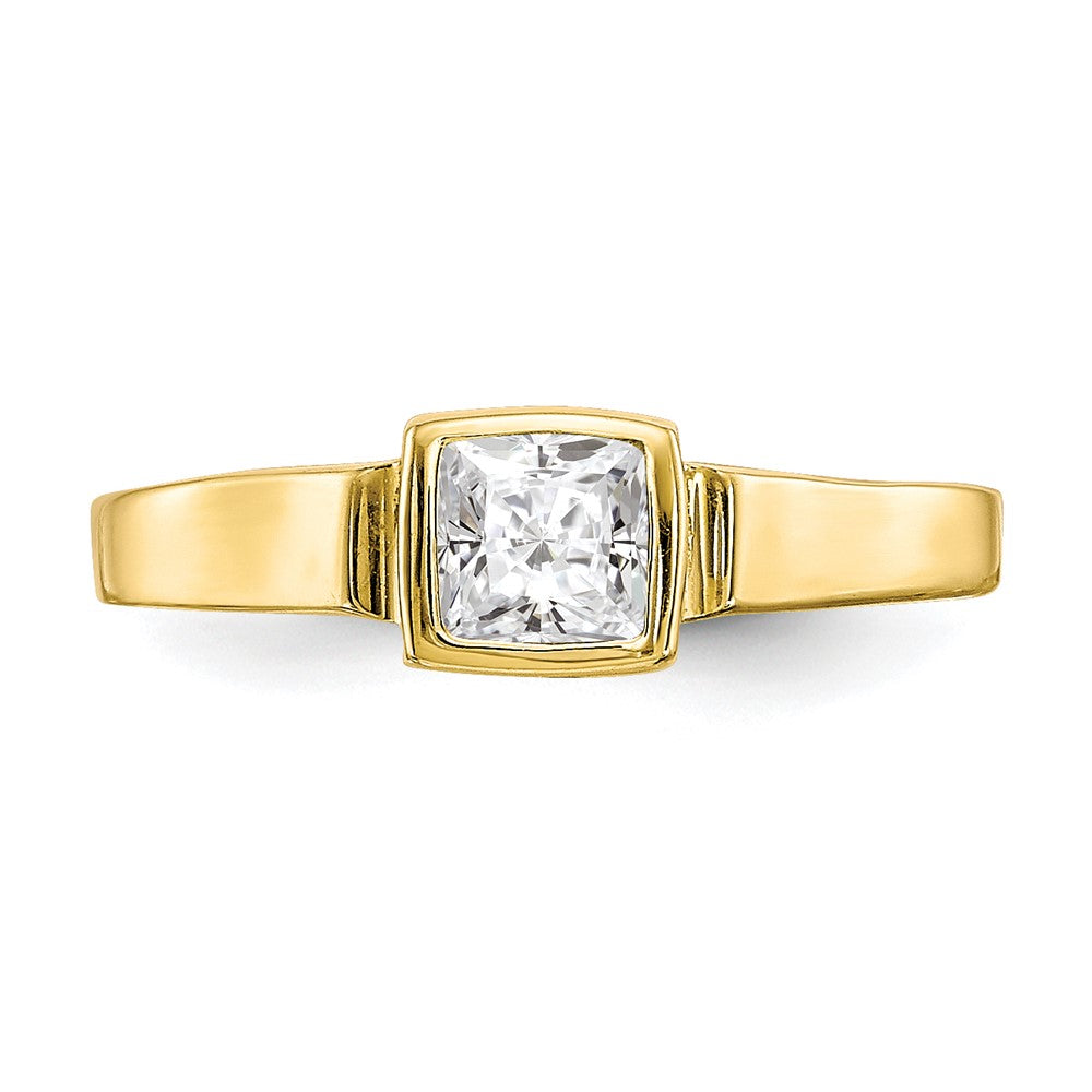 10k Bezel-set 3mm Square Clear CZ Toe Ring