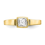 10k Bezel-set 3mm Square Clear CZ Toe Ring