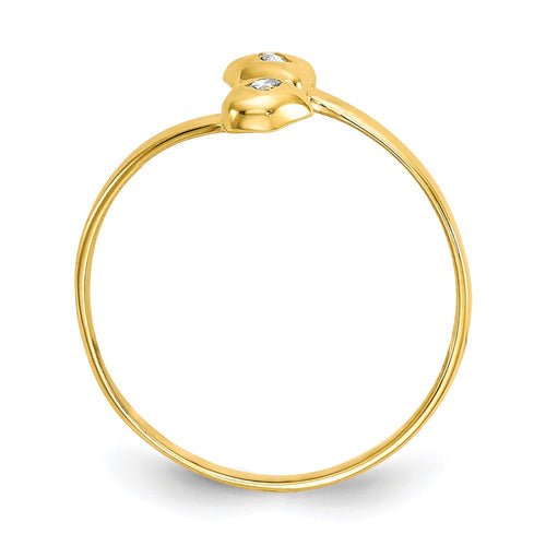 10k Bezel-set Clear CZ Bypass Toe Ring