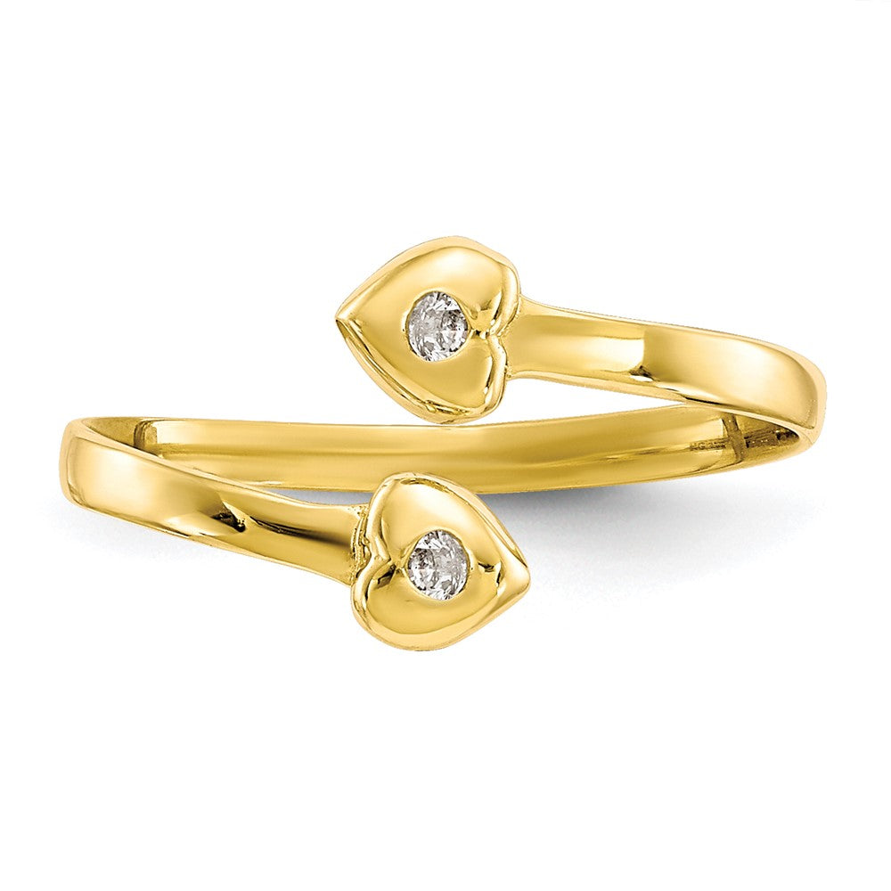 10k Bezel-set Clear CZ Bypass Toe Ring