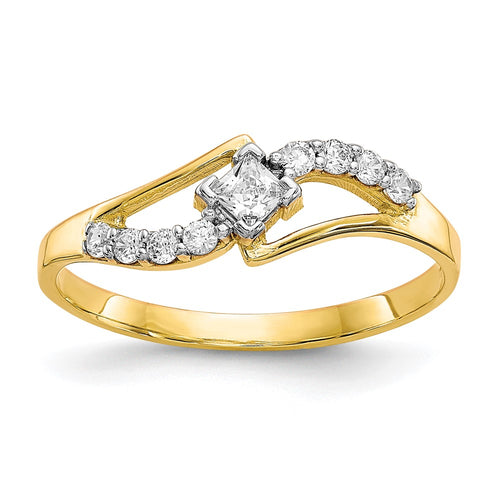 10k Clear CZ Fancy Ring