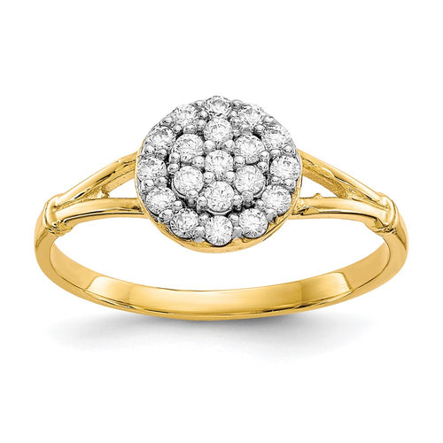 10k Clear CZ Cluster Halo Ring