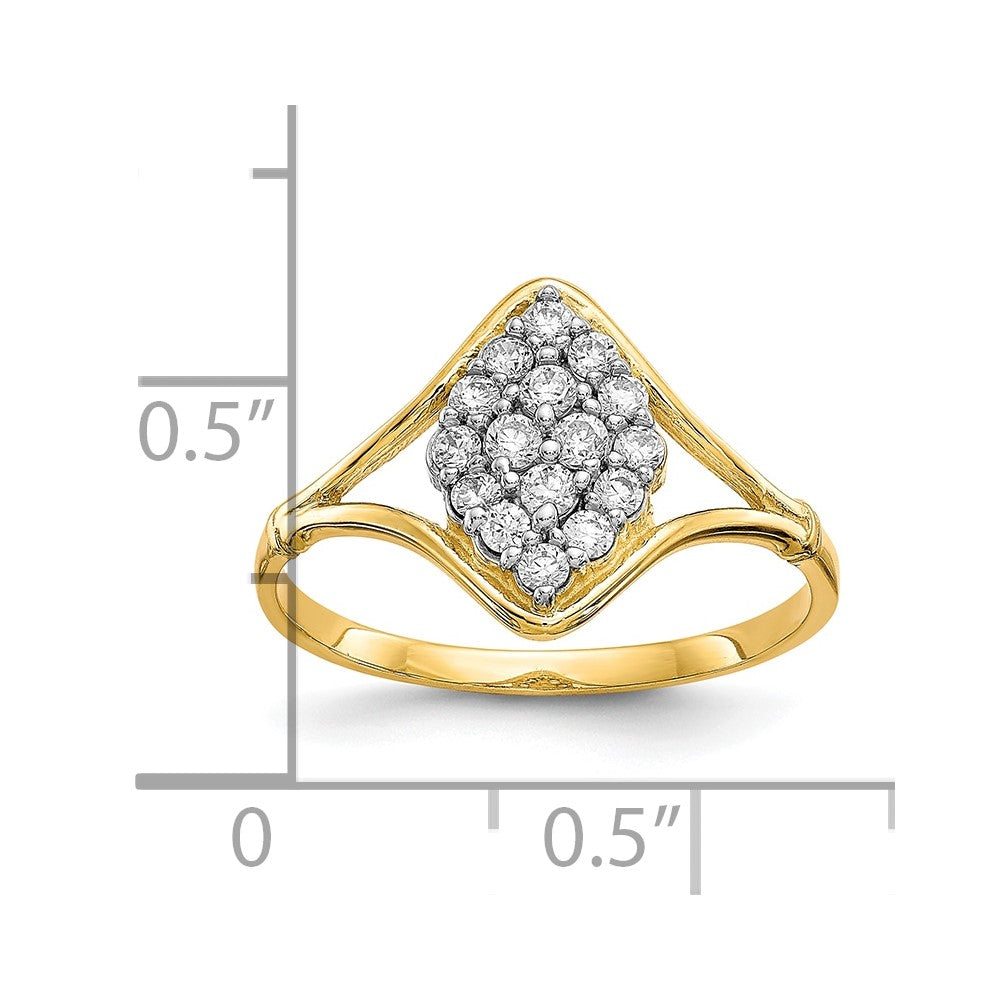 10k Clear CZ Cluster Ring