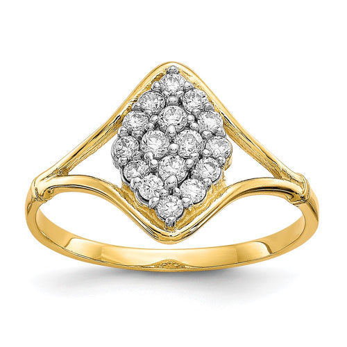 10k Clear CZ Cluster Ring
