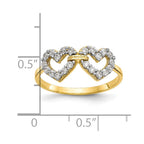 10k Double Heart CZ Ring