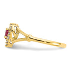 10K Red and White CZ Heart Halo Ring