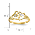 10k Double Heart CZ Ring