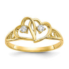 10k Double Heart CZ Ring