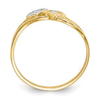 10K and White Rhodium Double Heart CZ Ring