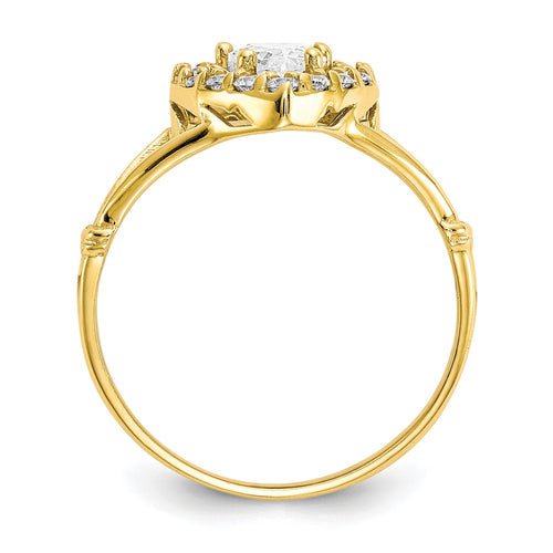 10k CZ Heart Halo Ring