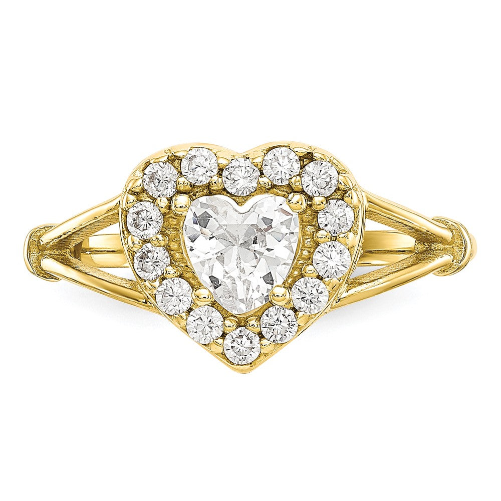 10k CZ Heart Halo Ring