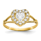 10k CZ Heart Halo Ring