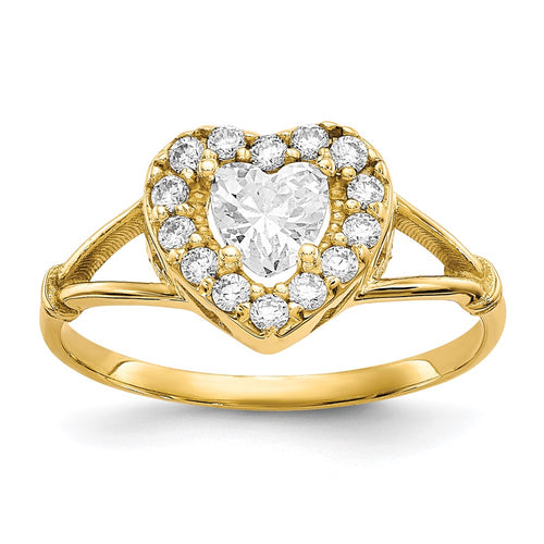10k CZ Heart Halo Ring
