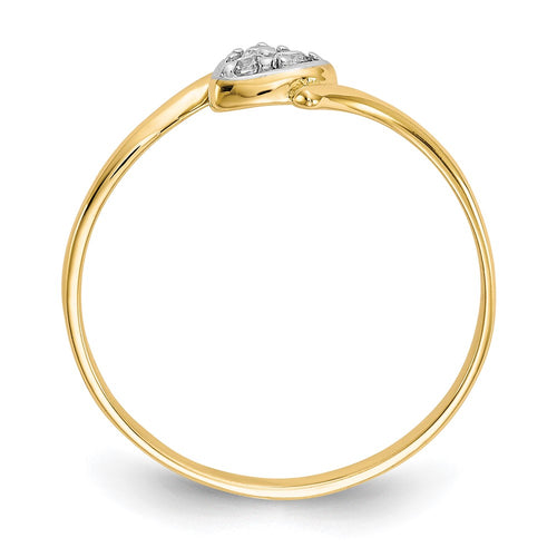 10K and White Rhodium CZ Bypass Heart Ring