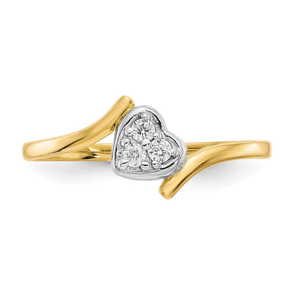 10K and White Rhodium CZ Bypass Heart Ring