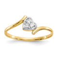 10K and White Rhodium CZ Bypass Heart Ring