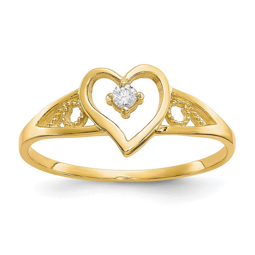10k CZ Heart Ring