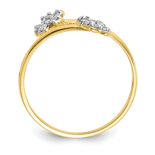 10k Double Flower CZ Bypass Ring