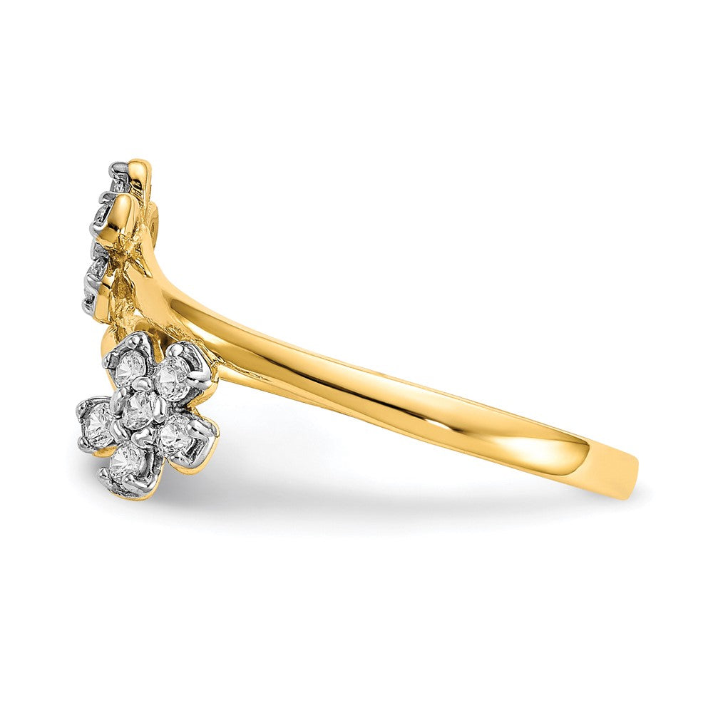 10k Double Flower CZ Bypass Ring