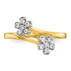 10k Double Flower CZ Bypass Ring