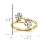 10k Double Flower CZ Bypass Ring