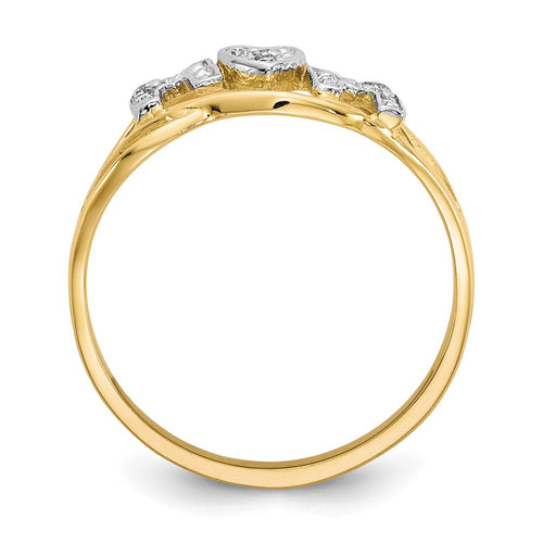 10K and White Rhodium MOM CZ Ring