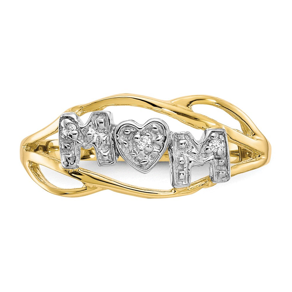 10K and White Rhodium MOM CZ Ring