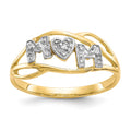 10K and White Rhodium MOM CZ Ring