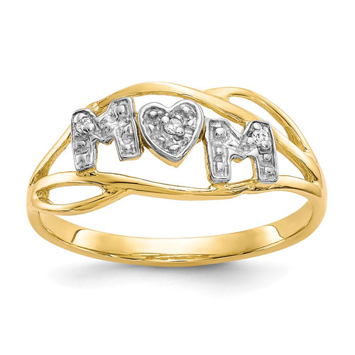 10K and White Rhodium MOM CZ Ring