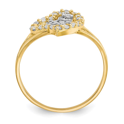 10K and White Rhodium I Heart YOU CZ Heart Ring