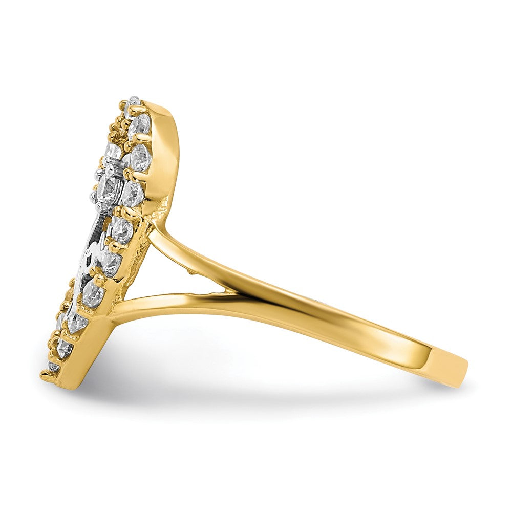 10K and White Rhodium I Heart YOU CZ Heart Ring