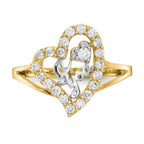 10K and White Rhodium I Heart YOU CZ Heart Ring
