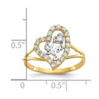 10K and White Rhodium I Heart YOU CZ Heart Ring