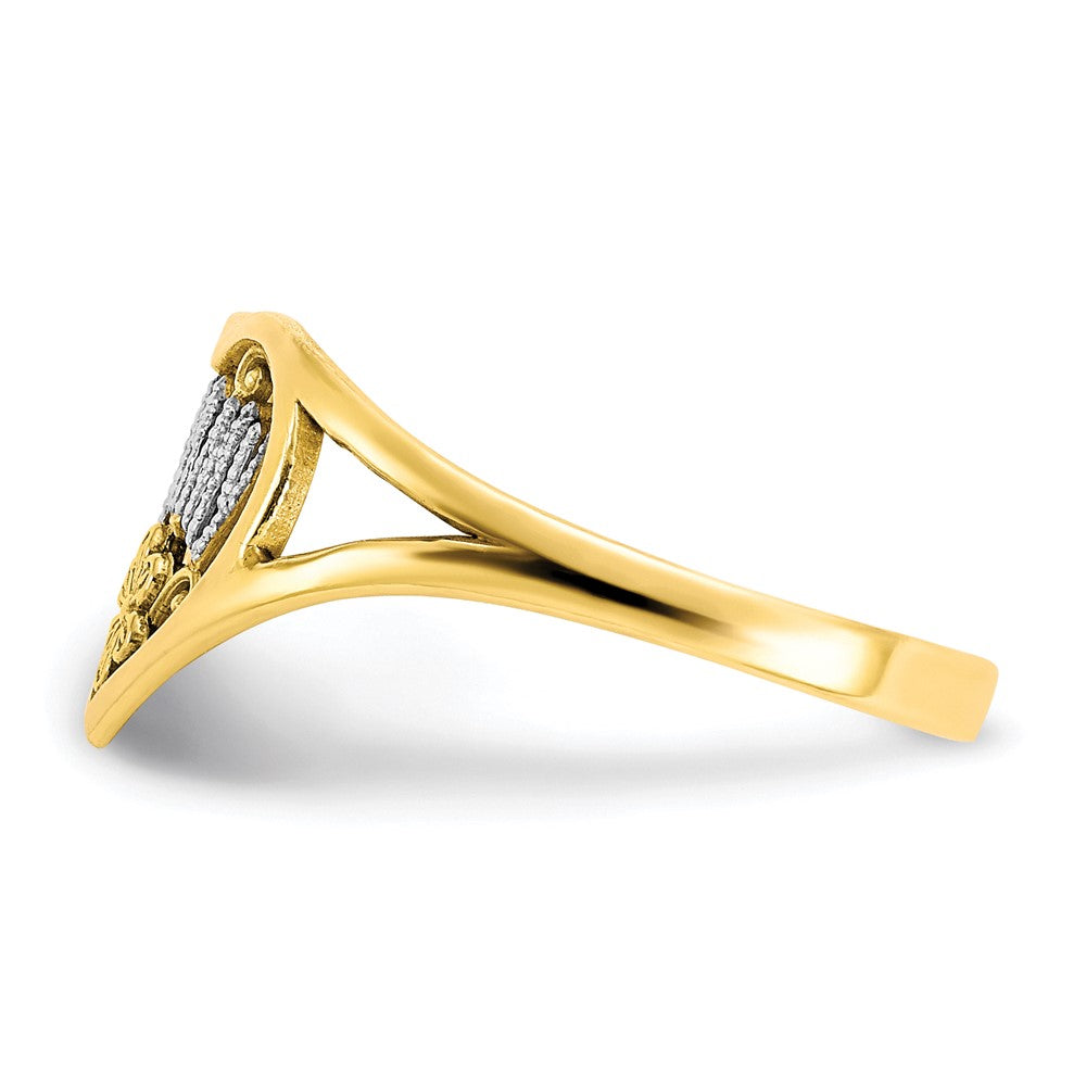 10K and White Rhodium MOMMY with Flower Heart Ring