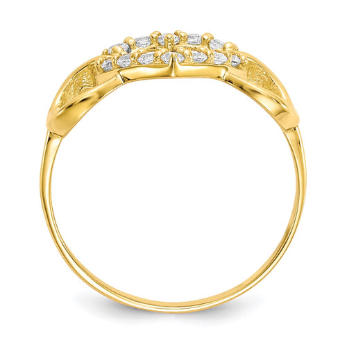 10k CZ Three Heart Ring
