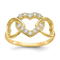 10k CZ Three Heart Ring
