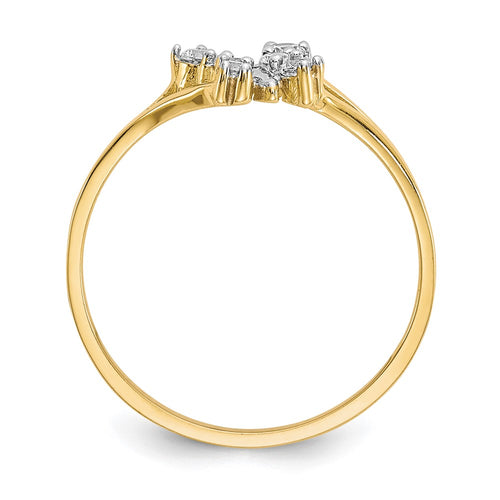 10K and White Rhodium CZ Butterfly Ring