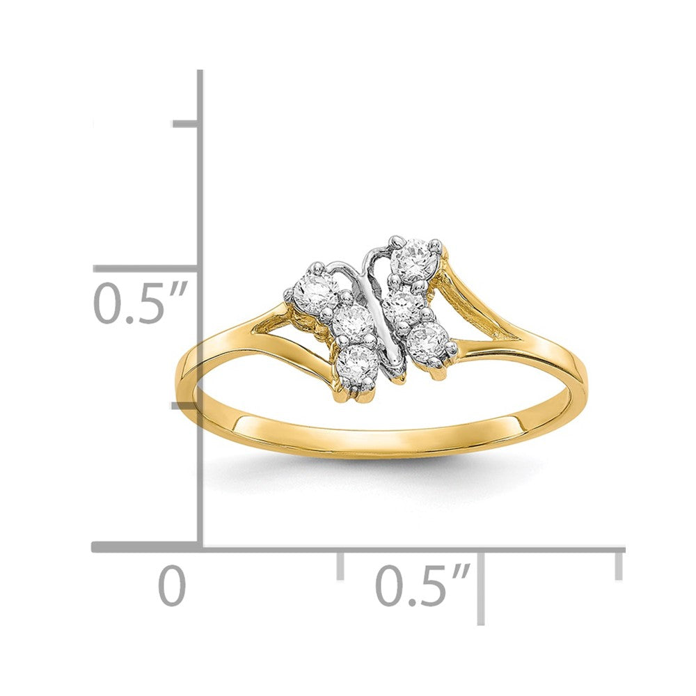 10K and White Rhodium CZ Butterfly Ring