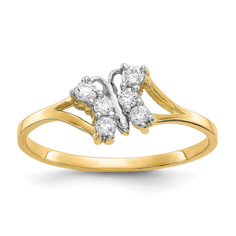 10K and White Rhodium CZ Butterfly Ring