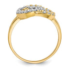 10K and White Rhodium Double Heart CZ Ring