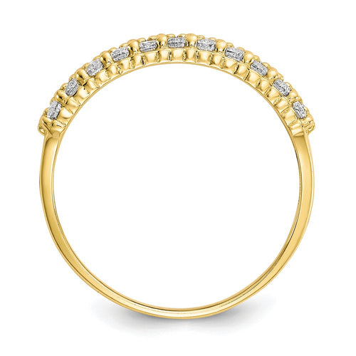 10k Fancy 2-Row Clear CZ Ring