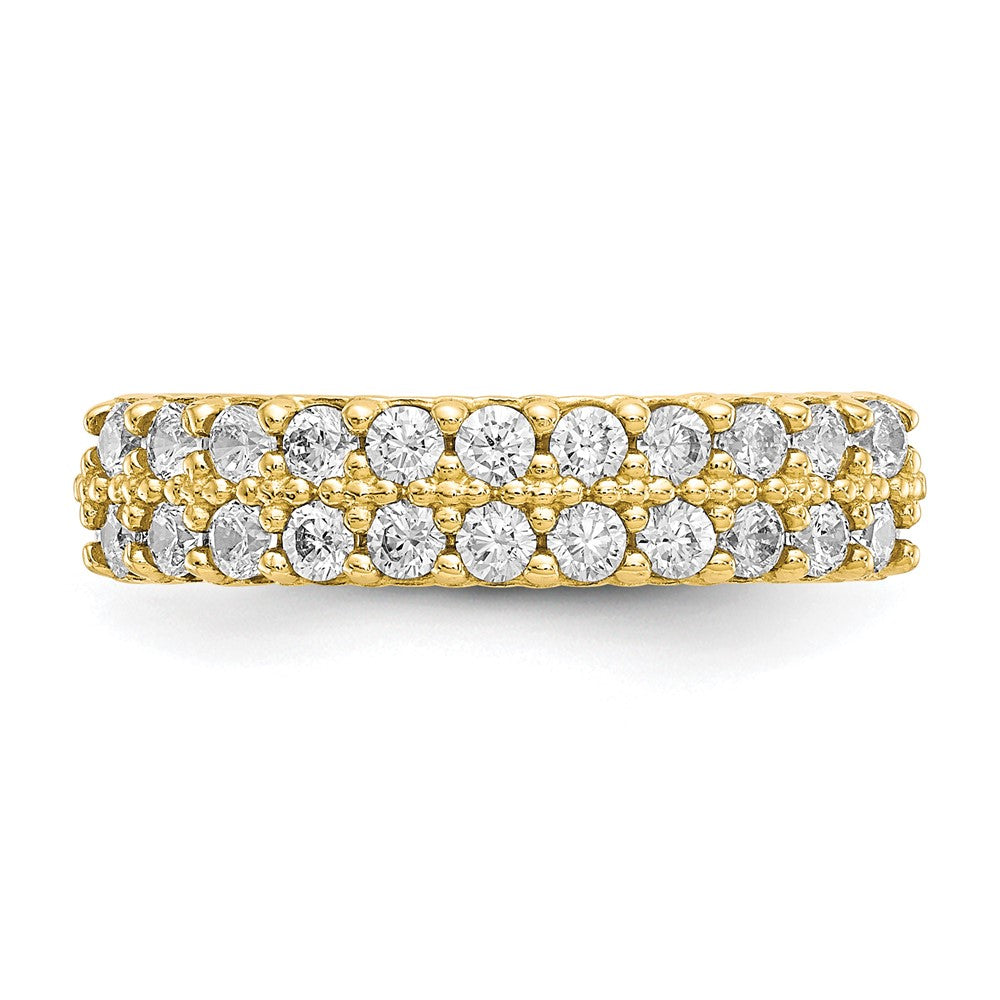10k Fancy 2-Row Clear CZ Ring
