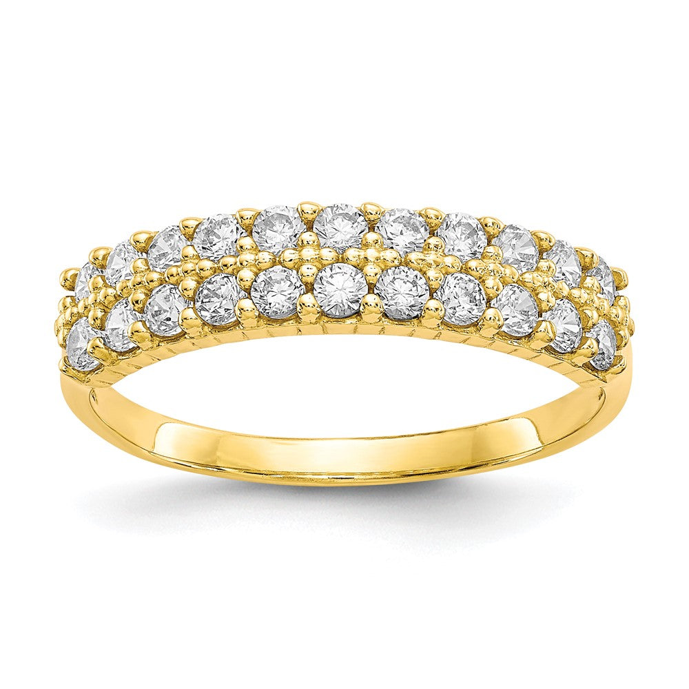 10k Fancy 2-Row Clear CZ Ring