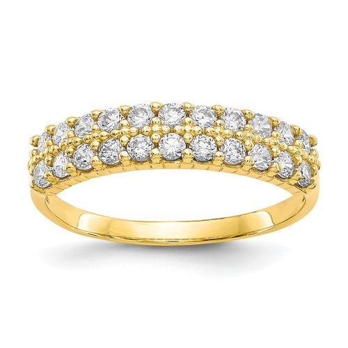 10k Fancy 2-Row Clear CZ Ring
