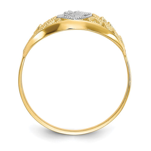 10K and White Rhodium Filigree Heart Ring