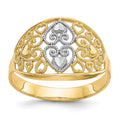 10K and White Rhodium Filigree Heart Ring