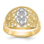 10K and White Rhodium Filigree Heart Ring
